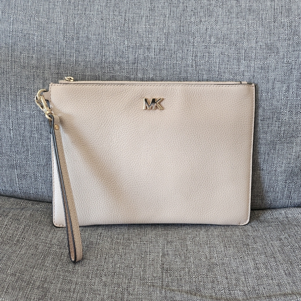 Michael Kors Cream Clutch with Gold Hardware